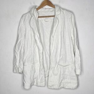 By Anthropologie Linen Blend Open Cardigan Sweater White Size 10
